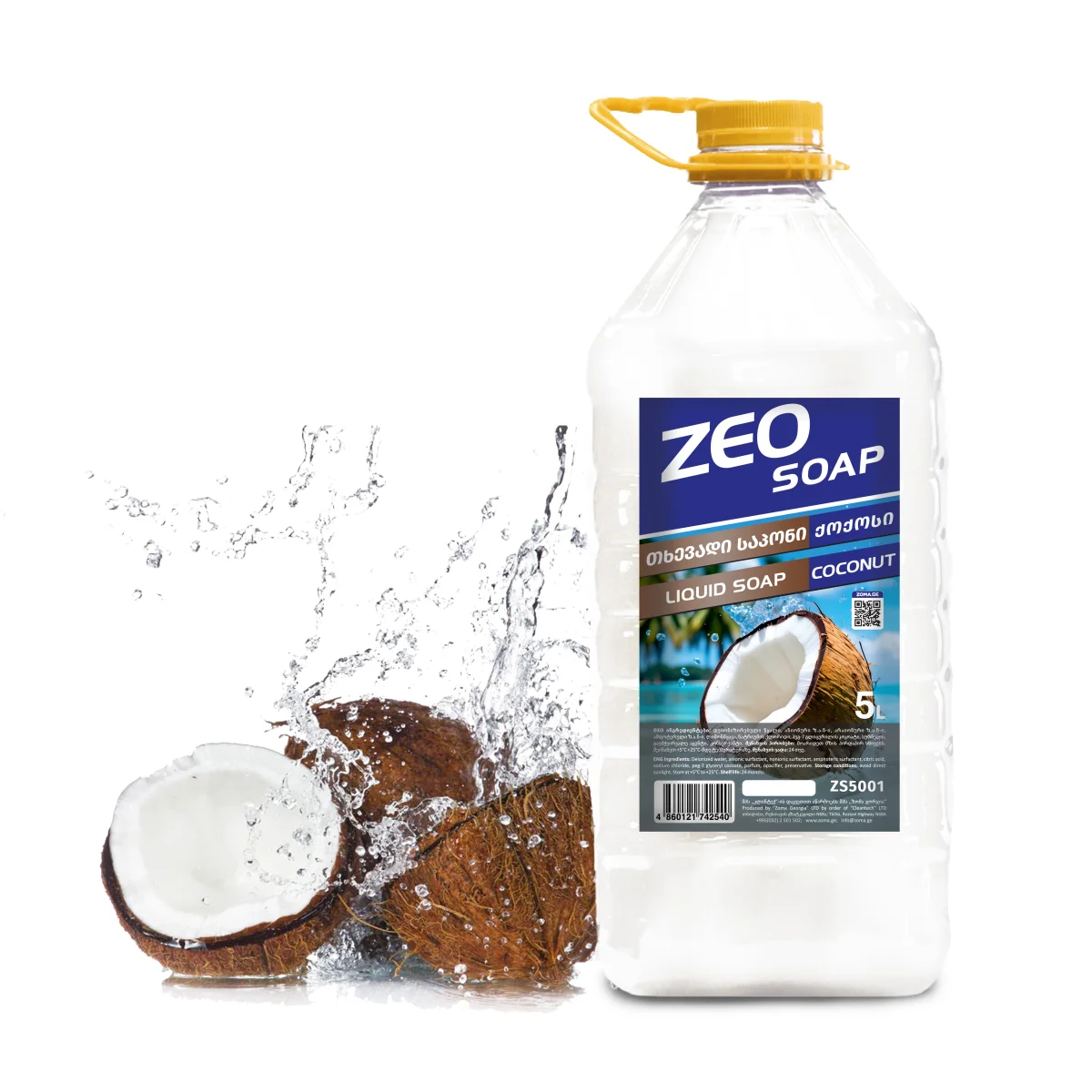 ZEO SOAP - თხევადი საპონი ქოქოსი  5ლ ZS5001
